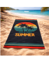 Serviette de plage summer sur fond noir , au couleur pastel, sur la plage. 90x170cm, 100% coton jacquard