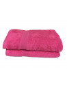 Lot de 2 Draps de Bain Eponge 600 g/m²  100 % coton - Fuschia