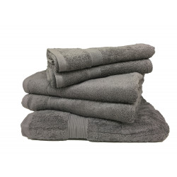 Lot de 5 Grandes Serviettes Eponge 600 g/m²  100 % coton - Marron