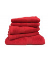 Lot de 5 Grandes Serviettes Eponge 600 g/m²  100 % coton - Rouge