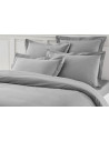 Housse de Couette 240x280 unie gris souris coton + 2 taies assorties