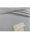 Housse de Couette 240x280 unie gris souris coton + 2 taies assorties