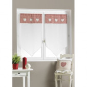 Voilage etamine vichy blanc coeur rouge